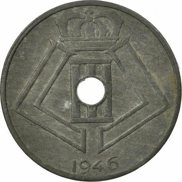 Бельгія 25 сантимів 1946 рік Монети світу - Фото 2 Бельгія 25 сантимів 1946 рік Монети світу - изображение 2