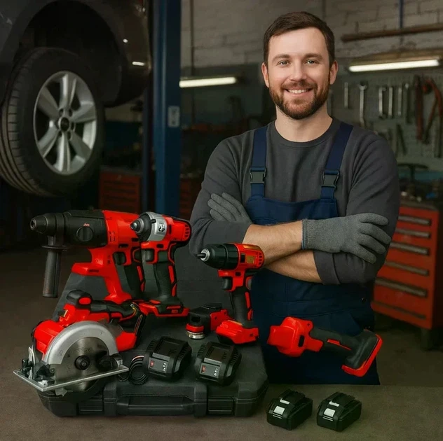 Аккумуляторный набор Digital KAR221 5 в 1, 48V, красный, в кейсе - изображение 5