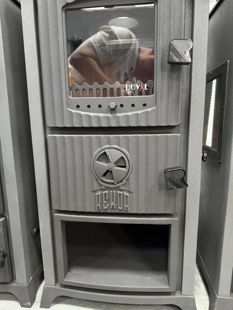 Піч-камін дров'яна Duval REM-5530 Oreo Rekor 10 кВт з дровницею та варильною поверхнею, антрацит - зображення 3
