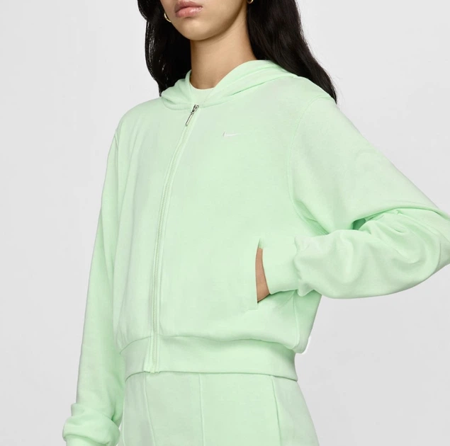 Толстовка жіноча Nike W Nsw Chll Ft Fz Hdy S Зелена FN2415-376 - зображення 6