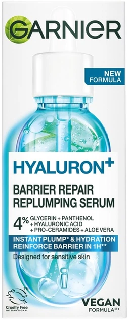Зволожуюча гіалуронова алоє-сиворотка Garnier Skin Naturals для нормальної та комбінованої шкіри обличчя 30 мл (3600542432924) - Фото 9 Зволожуюча гіалуронова алоє-сиворотка Garnier Skin Naturals для нормальної та комбінованої шкіри обличчя 30 мл (3600542432924) - зображення 9