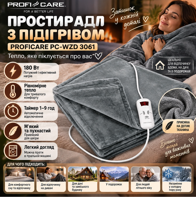 Простирадло з підігрівом PROFICARE PC-WZD 3061 - изображение 2