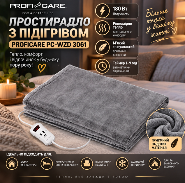 Простирадло з підігрівом PROFICARE PC-WZD 3061 - изображение 3