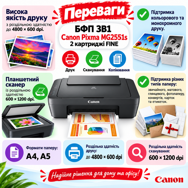 МФУ Canon PIXMA MG2551s Струйный Принтер 3 в 1 цветной печати фотопринтер - Фото 3 МФУ Canon PIXMA MG2551s Струйный Принтер 3 в 1 цветной печати фотопринтер - изображение 3