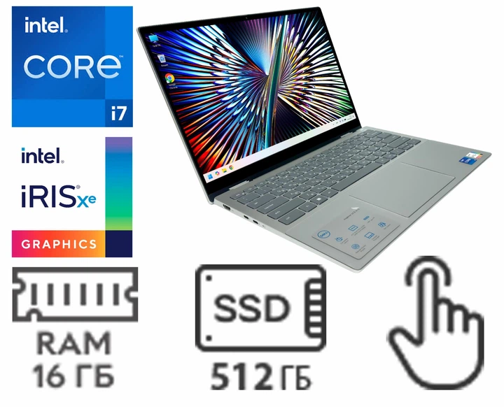 Ноутбук Dell Inspiron 14 7420 2-in-1: Core i7-1255U / RAM 16 ГБ / SSD 512 ГБ / Intel Iris Xe / 14" WVA, Сенсорний / Б/У - изображение 2