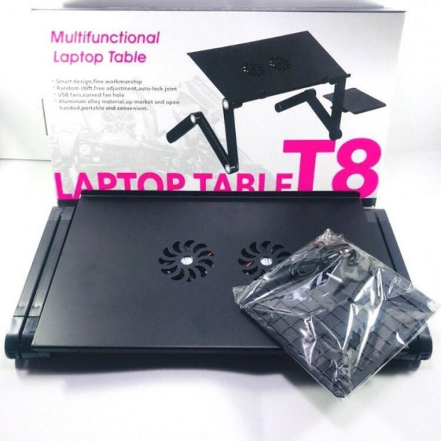 Столик-подставка для ноутбука Laptop Table T8 с активным охлаждением, стол-трансформер с 2 кулерами и регулировкой наклона - изображение 11