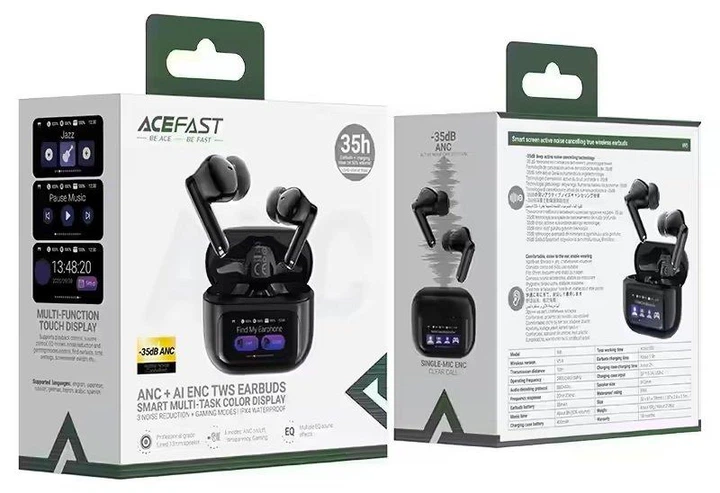 Безпровідна гарнітура Acefast W6 ANC AI ENC Black - изображение 5
