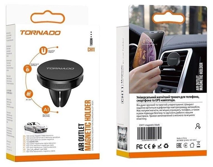 Автотримач Tornado CH11 Magnetic Airvent Black - зображення 5