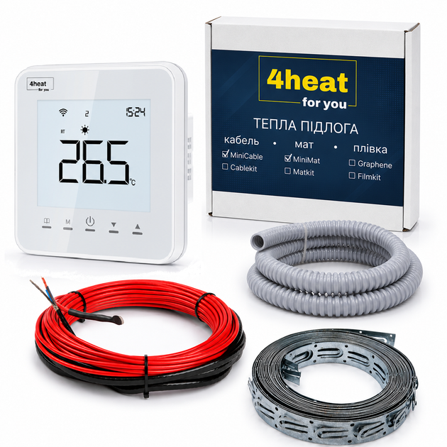 WIFI тепла підлога 4HEAT CableKit WSW-1500 (8,4-10,4 м2) Нагрівальний кабель + Smart регулятор - зображення 2