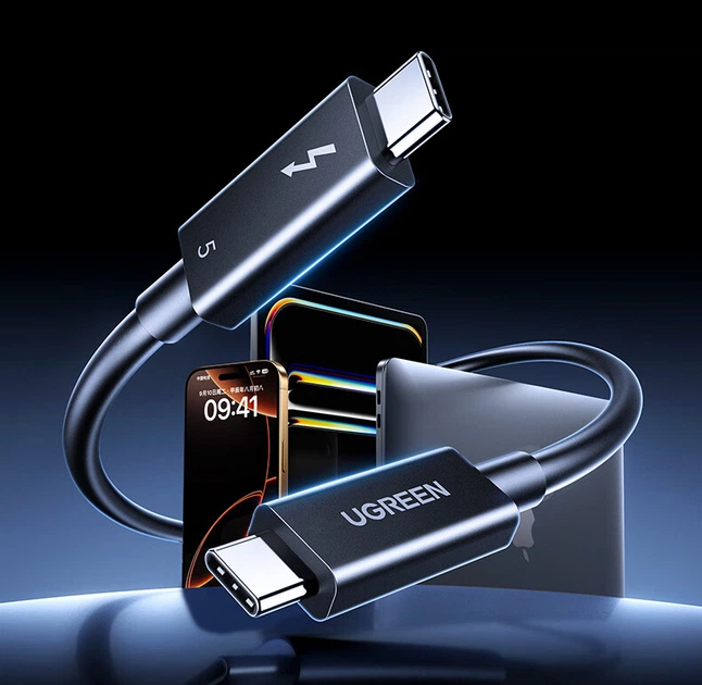 Кабель Ugreen Thunderbolt 5 USB Type-C - USB Type-C 240 Вт 80 Гбит/с 16K (45996) - изображение 3