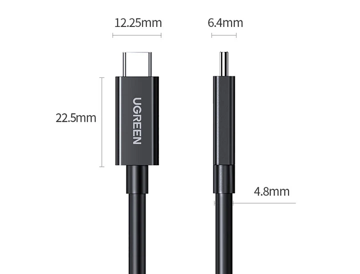 Кабель Ugreen Thunderbolt 5 USB Type-C - USB Type-C 240 Вт 80 Гбит/с 16K (45996) - изображение 5