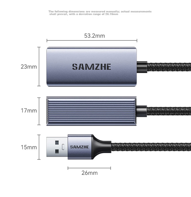 Мережевий адаптер SAMZHE Sanze / USB 3.0 / Gigabit Ethernet (RJ45) - зображення 9