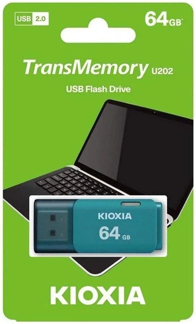 Накопичувач Kioxia TransMemory U202 64GB USB 2.0 (LU202L064GG4) Light Blue - Фото 3 Накопичувач Kioxia TransMemory U202 64GB USB 2.0 (LU202L064GG4) Light Blue - зображення 3