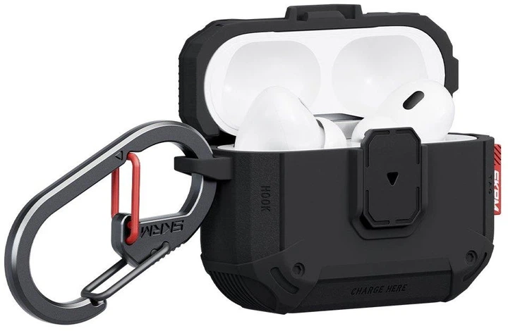 Кейс для навушників Skinarma Mecha LE AirPods Pro 3 (SK-APP3MECLE-BLACK) Frosted Black - Фото 2 Кейс для навушників Skinarma Mecha LE AirPods Pro 3 (SK-APP3MECLE-BLACK) Frosted Black - изображение 2