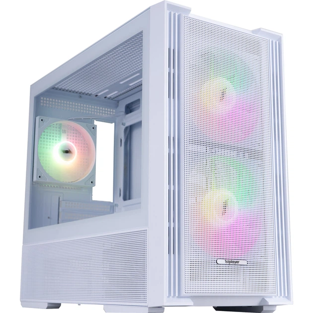 Корпус для ПК 1stPlayer AU6-WH-2FA7-14-W-2FA7R-W-1FA7-W Midi-Tower без БП MicroATX/Mini-ITX ARGB White - изображение 2