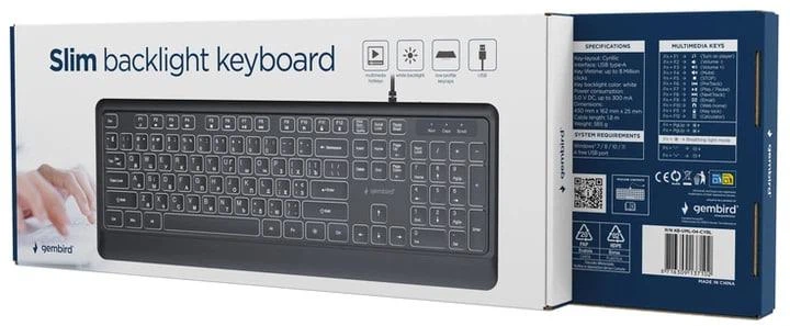 Клавіатура дротова Gembird KB-UML-04-CYRL USB з LED підсвіткою Black - зображення 3