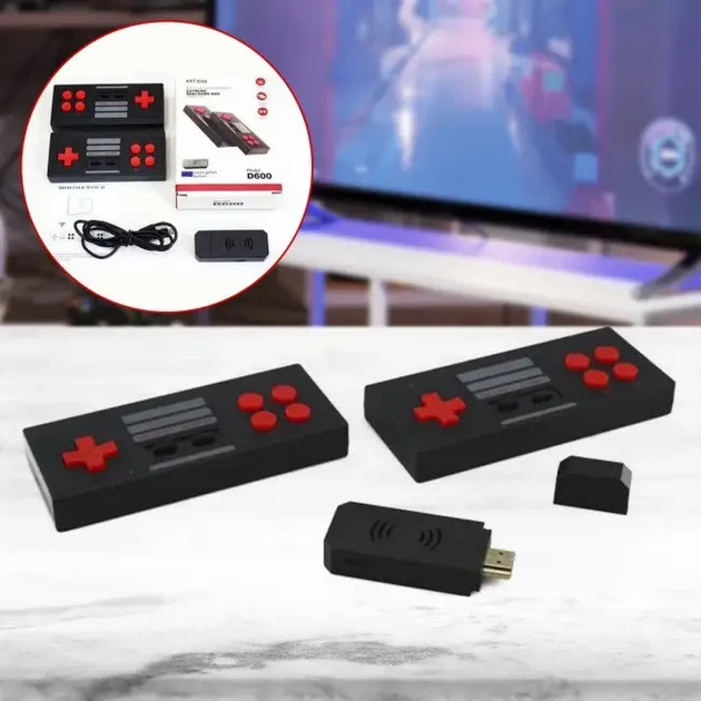 Ігрова приставка GAME D600 HDMI з бездротовими джойстиками підтримка HD два джойстика - зображення 4