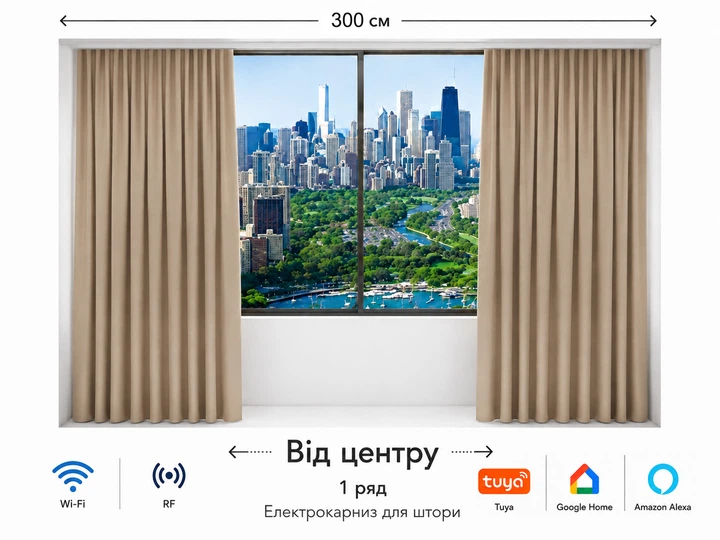 Електрокарниз для штор LIVOLO 300 см, Wi-Fi Tuya Smart, з пультом ДК - Фото 1 Електрокарниз для штор LIVOLO 300 см, Wi-Fi Tuya Smart, з пультом ДК - зображення 1