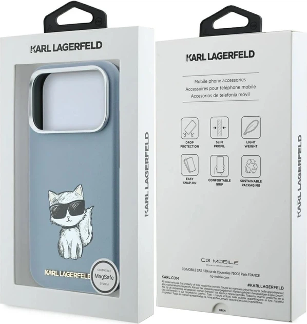 Etui  Karl Lagerfeld Smooth Choupette Sketch MagSafe do Apple iPhone 18 Pro / 17 Pro Light Blue (3666339658205) - obraz 7