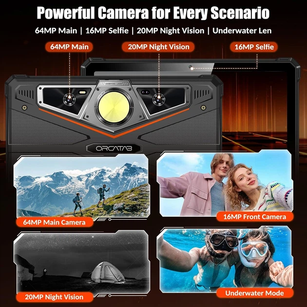 Планшет Orcatab WT1 Pro 11'' FHD 120Hz 6GB/256GB /T8200/ 64+16Мп/ 20000mAh LTE Orange - Фото 7 Планшет Orcatab WT1 Pro 11'' FHD 120Hz 6GB/256GB /T8200/ 64+16Мп/ 20000mAh LTE Orange - изображение 7