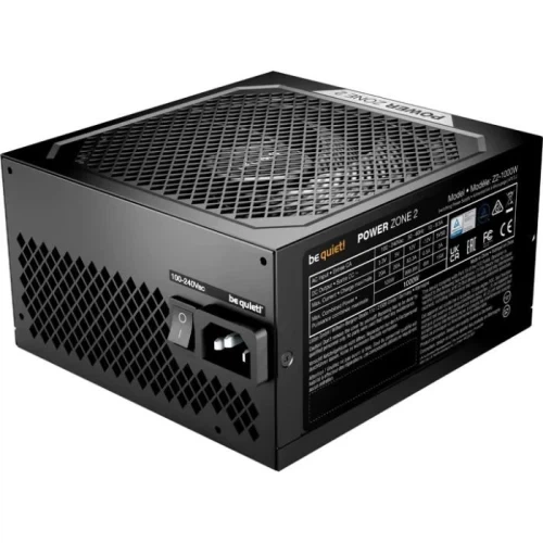 Блок живлення 1000 Вт, be quiet! Power Zone 2, Black, модульний, 80+ Platinum, Active PFC, 14 см 'zero-PWM', 1xMolex / 7xSATA / 1x16-pin / 3x6+2-pin / 2x4+4-pin / 1x20+4-pin, захист OCP/OVP/OPP/OTP/SCP/UVP/SIP, ATX 3.1 (BP008EU) - изображение 3