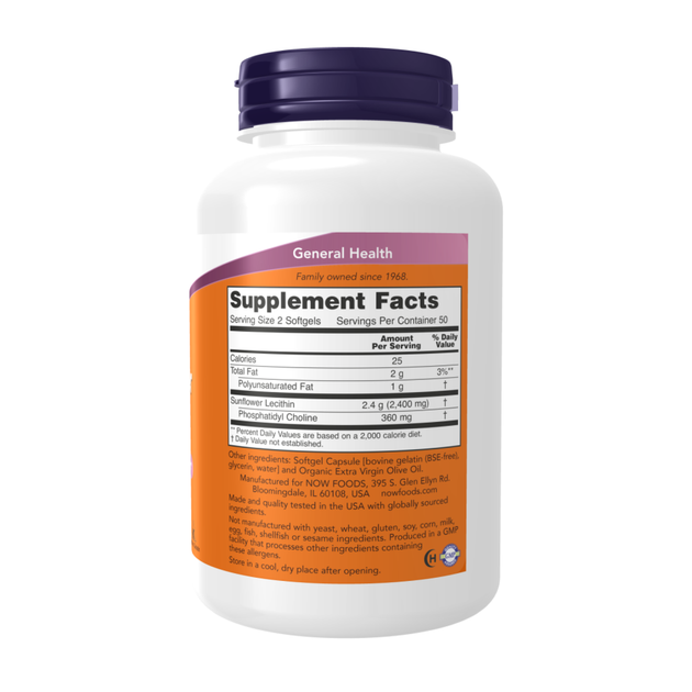 Лецитин соняшнику 1200 мг Now Foods Sunflower Lecithin 100 капсул - Фото 2 Лецитин соняшнику 1200 мг Now Foods Sunflower Lecithin 100 капсул - зображення 2