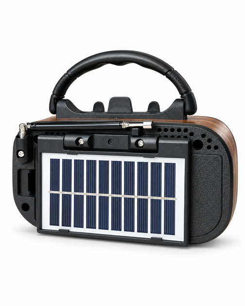 Аккумуляторный радиоприемник с солнечной панелью, Bluetooth, USB, microSD, FM/AM/SW, портативное ретро радио для дачи и дома - изображение 3