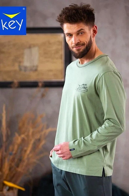 Піжама чоловіча Key прямі штани та кофта з довгими рукавами 2XL М'ятний із сірим MNS 610 B23 - Фото 2 Піжама чоловіча Key прямі штани та кофта з довгими рукавами 2XL М'ятний із сірим MNS 610 B23 - зображення 2