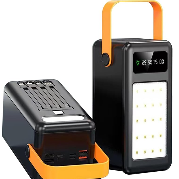 Повербанк 100000 mAh зовнішній акумулятор Power Bank із сонячною батареєю та дисплеєм для телефону 4 USB Type-C з ліхтариком - Фото 2 Повербанк 100000 mAh зовнішній акумулятор Power Bank із сонячною батареєю та дисплеєм для телефону 4 USB Type-C з ліхтариком - зображення 2