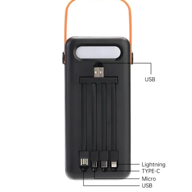 Повербанк 100000 mAh зовнішній акумулятор Power Bank із сонячною батареєю та дисплеєм для телефону 4 USB Type-C з ліхтариком - Фото 5 Повербанк 100000 mAh зовнішній акумулятор Power Bank із сонячною батареєю та дисплеєм для телефону 4 USB Type-C з ліхтариком - зображення 5