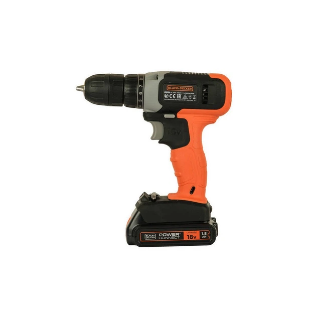Шуруповерт Black&Decker 18 В Li-Ion, 1.5Ah, 600 об/хв, 1,2 кг (BCD001C1) - Фото 2 Шуруповерт Black&Decker 18 В Li-Ion, 1.5Ah, 600 об/хв, 1,2 кг (BCD001C1) - изображение 2