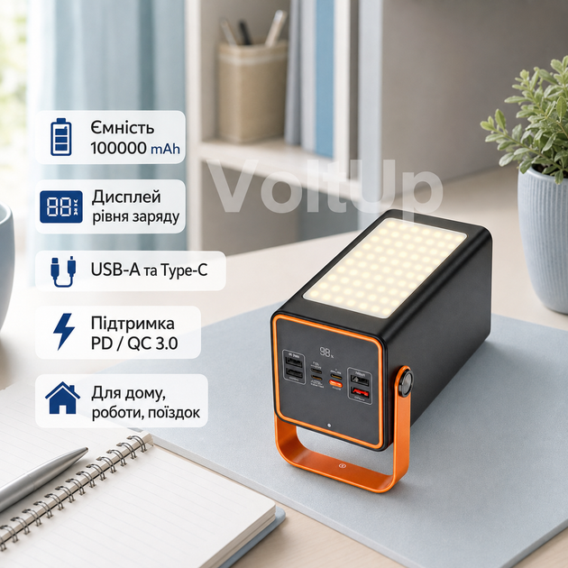Повербанк Power Bank 100000 mAh 22.5W чорний — портативна батарея Fast Charge PD QC 3.0 з дисплеєм для телефона - Фото 3 Повербанк Power Bank 100000 mAh 22.5W чорний — портативна батарея Fast Charge PD QC 3.0 з дисплеєм для телефона - зображення 3