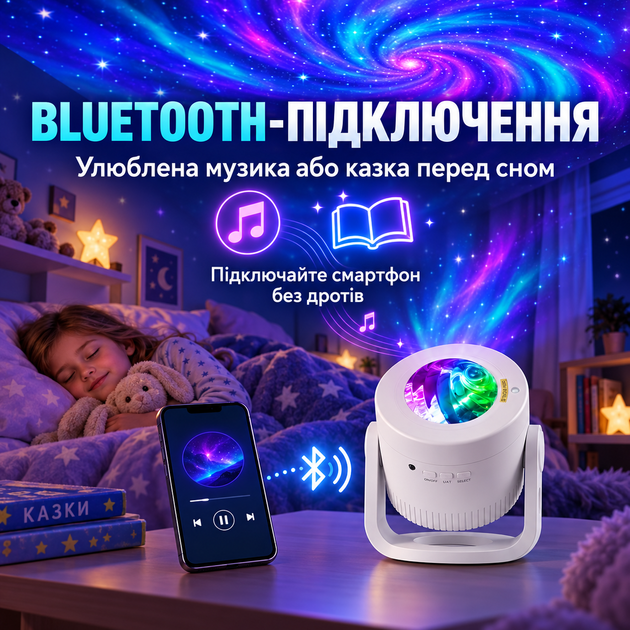 LED-проектор звездного неба с Bluetooth и пультом, светильник-проектор северного сияния с таймером от сети для детской - изображение 4