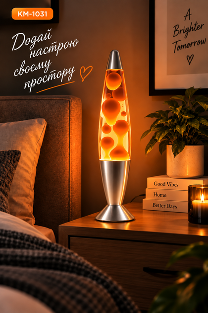 Настольная лава-лампа с парафином Lava lampe KM1031 41 см, оранжевая/прозрачная - изображение 5