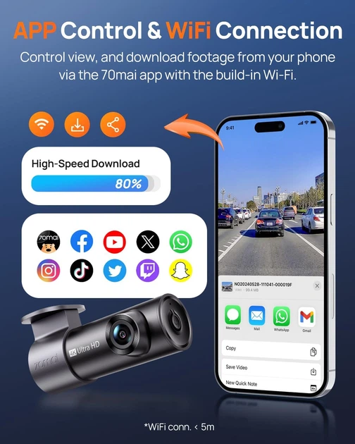 Автомобильный видеорегистратор 70mai Dash Cam M310 Plus 4K - изображение 5