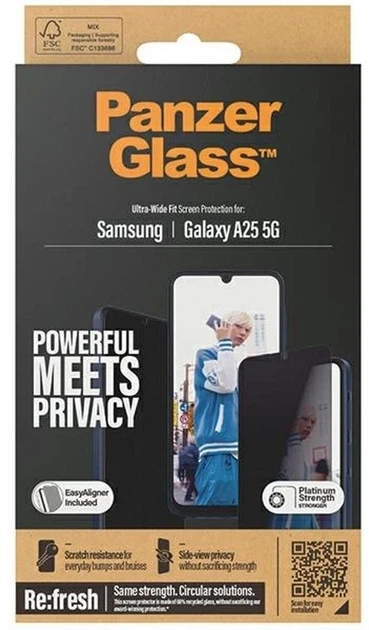 Szkło hartowane PanzerGlass Privacy Screen Protector Ultra-Wide Fit do Samsung Galaxy A25 (5711724173356) - obraz 4