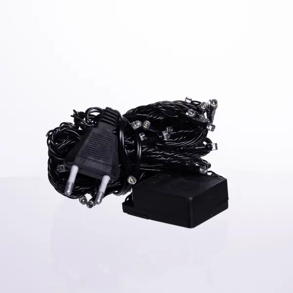 Новогодняя комнатная гирлянда нить 6 м 50 LED черный провод Белый W50LED6MBW - изображение 5