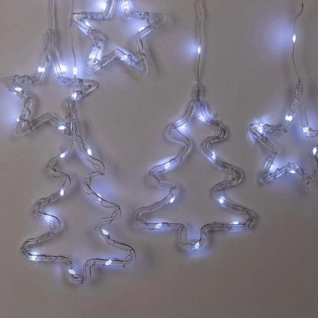 Гірлянда штора світлодіодна GarlandoPro зірка та ялинка 120LED 3х0,9 м 8 режимів Білий 1733071W - Фото 8 Гірлянда штора світлодіодна GarlandoPro зірка та ялинка 120LED 3х0,9 м 8 режимів Білий 1733071W - зображення 8