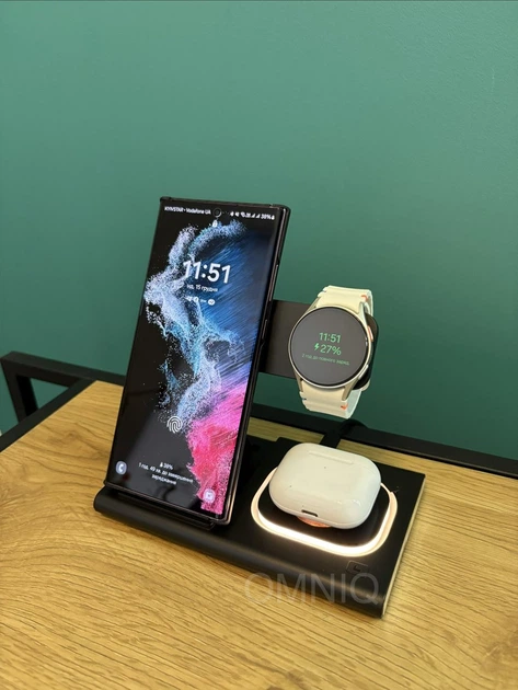Безпровідна зарядка для Samsung S-series Galaxy Watch 2-8, Galaxy Buds, 4 в 1 Samsung Часи, Нічник, Док станція, Безпровідний зарядний пристрій Самсунг - Фото 3 Безпровідна зарядка для Samsung S-series Galaxy Watch 2-8, Galaxy Buds, 4 в 1 Samsung Часи, Нічник, Док станція, Безпровідний зарядний пристрій Самсунг - зображення 3