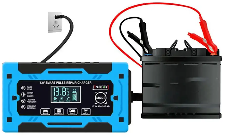 Автоматическое зарядное устройство для автомобильного аккумулятора 12V10A импульсная зарядка с дисплеем для AGM GEL и свинцово кислотных аккумуляторов(1210ак) - изображение 7