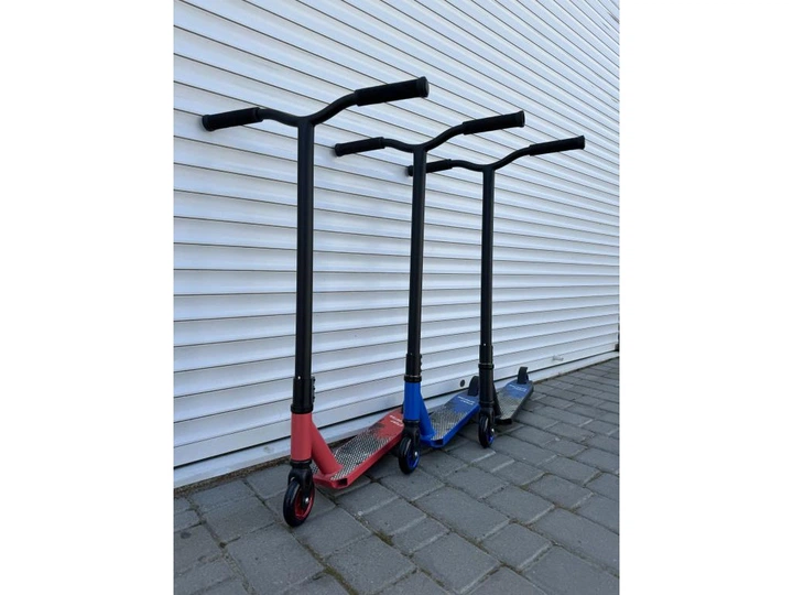 Трюковой самокат Stunt Scooter детский от 5 лет до 100 кг алюминиевая платформа 35х10 см PU колеса подшипники ABEC-9 черный - изображение 5