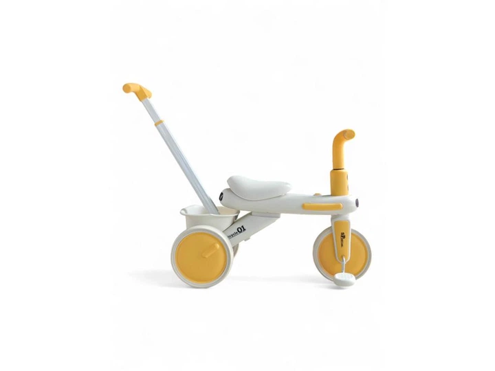 Триколісний велосипед-беговел Tricycle 01 з батьківською ручкою для дітей від 1,5 року музика підсвічування до 40 кг жовтий - зображення 2