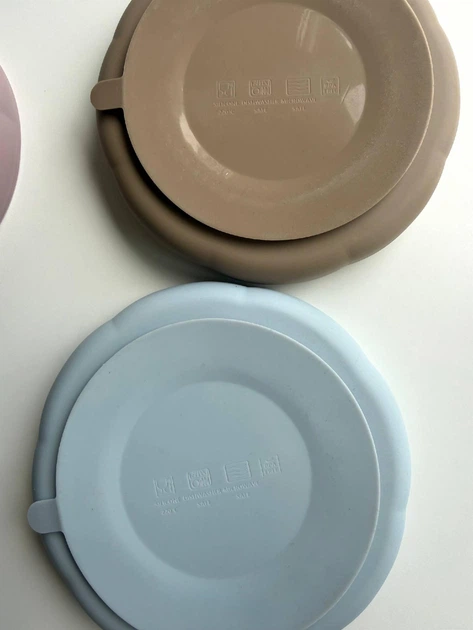 Дитяча силіконова тарілка на присосці з 3 секціями BPA Free, для прикорму та BLW, бежева - изображение 2