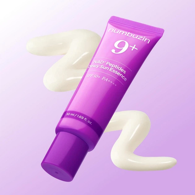 Сонцезахисна есенція — NUMBUZIN No.9 NAD+ Peptides Dewy Sun Essence SPF50+ PA++++ — Зволожувальна сонцезахисна есенція з NAD+ - зображення 2
