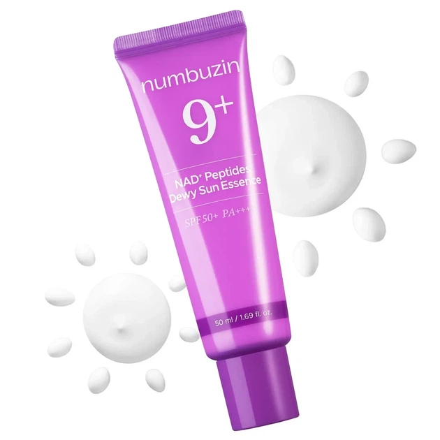 Сонцезахисна есенція — NUMBUZIN No.9 NAD+ Peptides Dewy Sun Essence SPF50+ PA++++ — Зволожувальна сонцезахисна есенція з NAD+ - зображення 3