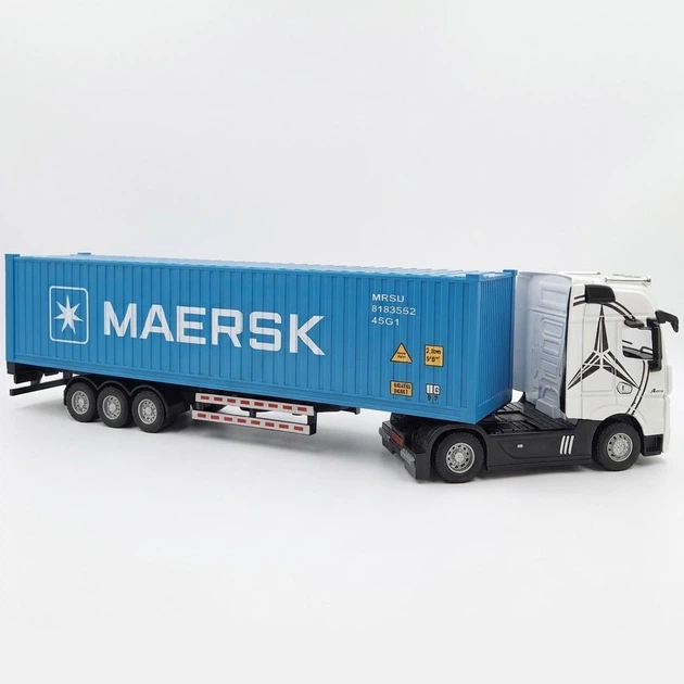 Металева вантажівка-контейнеровоз Mercedes-Benz Actros 1:32, 37 см, фура з контейнером, інерційна, світло фар - Фото 6 Металева вантажівка-контейнеровоз Mercedes-Benz Actros 1:32, 37 см, фура з контейнером, інерційна, світло фар - зображення 6