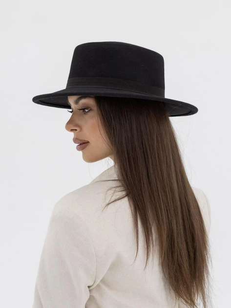 Шляпа шерстяная женская канотье D.Hats цвет черный - Фото 6 Шляпа шерстяная женская канотье D.Hats цвет черный - изображение 6