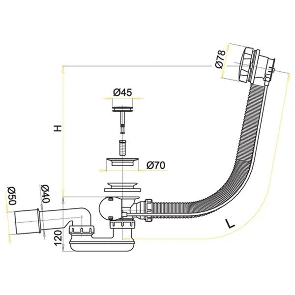 Сифон для ванни Alcaplast A55K-80 - изображение 2