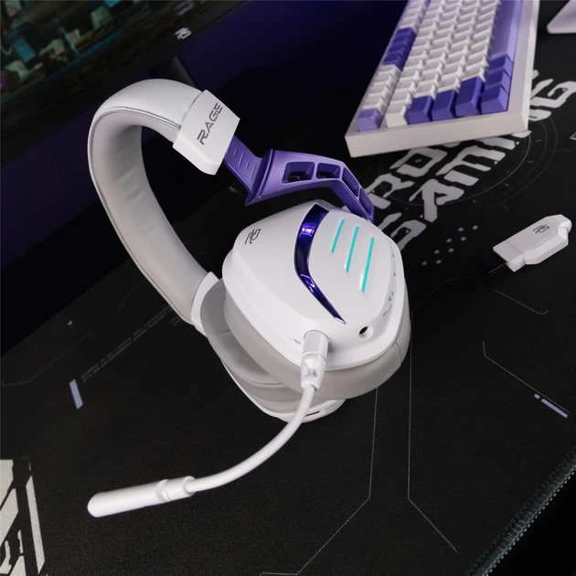 Bluetooth-гарнитура Proove Gaming Rage (APP) White/Purple (WHRG00020002) - Фото 7 Bluetooth-гарнитура Proove Gaming Rage (APP) White/Purple (WHRG00020002) - изображение 7