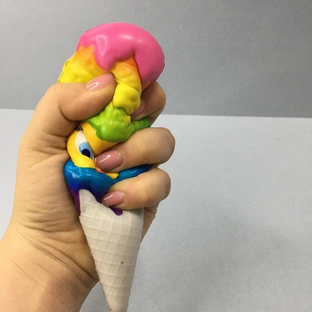 Игрушка антистресс сквиш Мороженое-рожок, 18x6,3 см, набор 4 шт, силиконовая - изображение 4